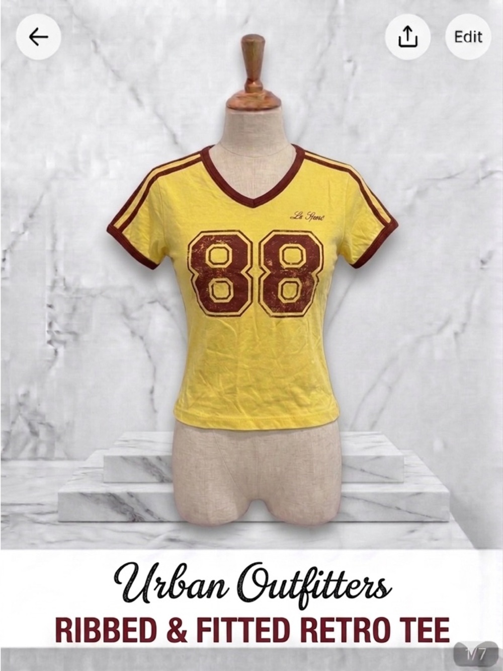 Urban Outfitters Yellow and Red 88 Ribbed and Fitted Tee size M NWOT